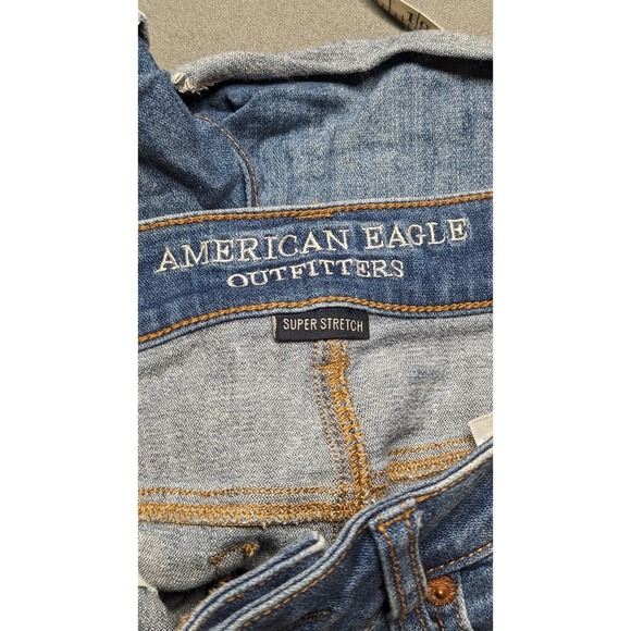 American Eagle High Rise Shortie Denim Jean Shorts Ripped Distressed Cuffed 6 - Picture 7 of 8